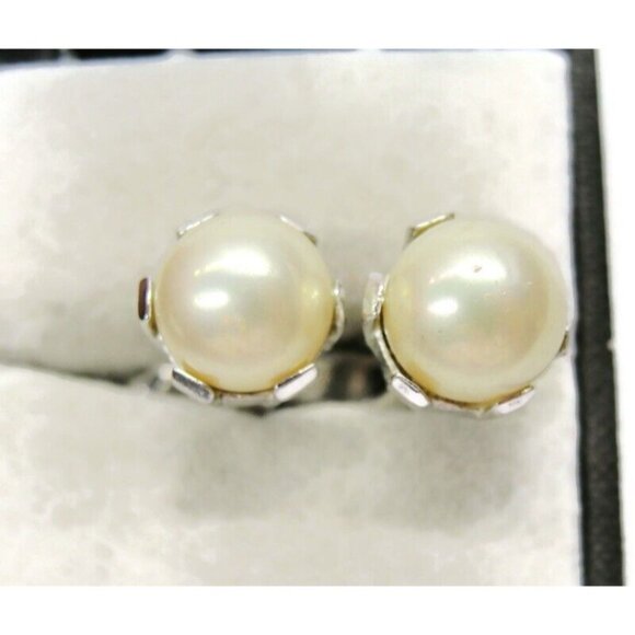 Imitation Pearl Silver Tone Cufflinks Tux Shirt Dress Suit Vintage - Picture 7 of 7